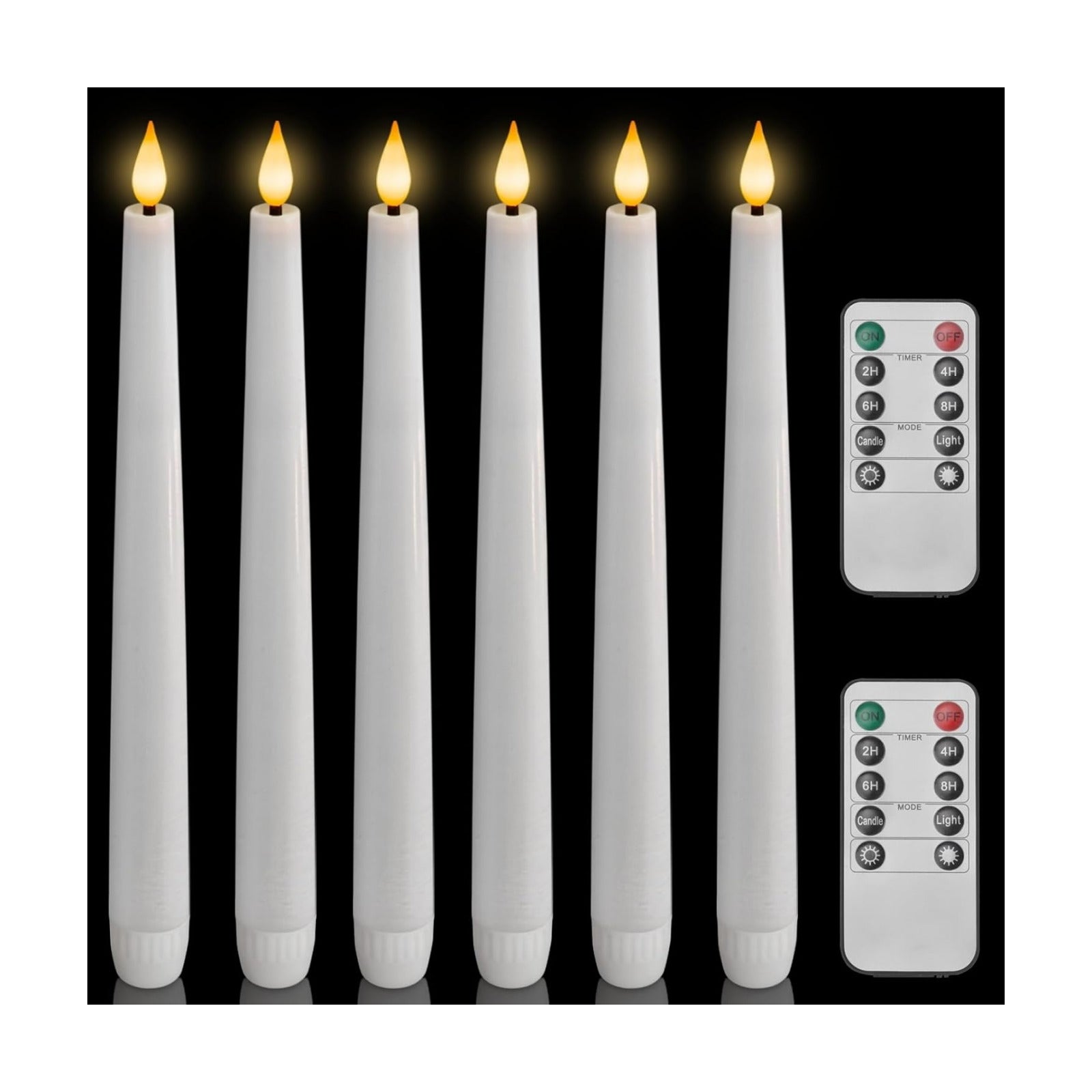 Homemory 6 Pcs Waxy Flameless Taper Candles with Remote, Led Candlesticks Classic Tall Candle, Flickering Battery