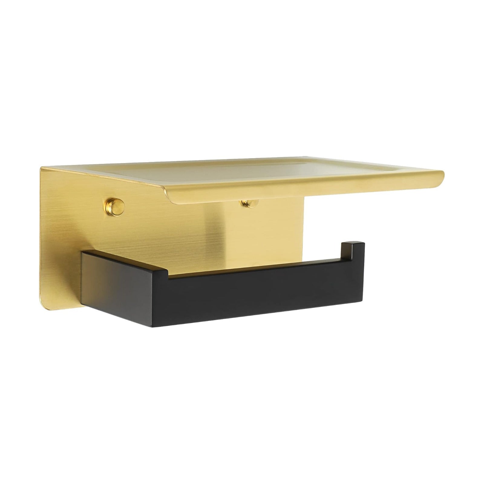 Alise Toilet Paper Holder with Shelf Wall Mounted,Gold and Black Finish | Self Adhesive or Drilling,SUS304 Stainless
