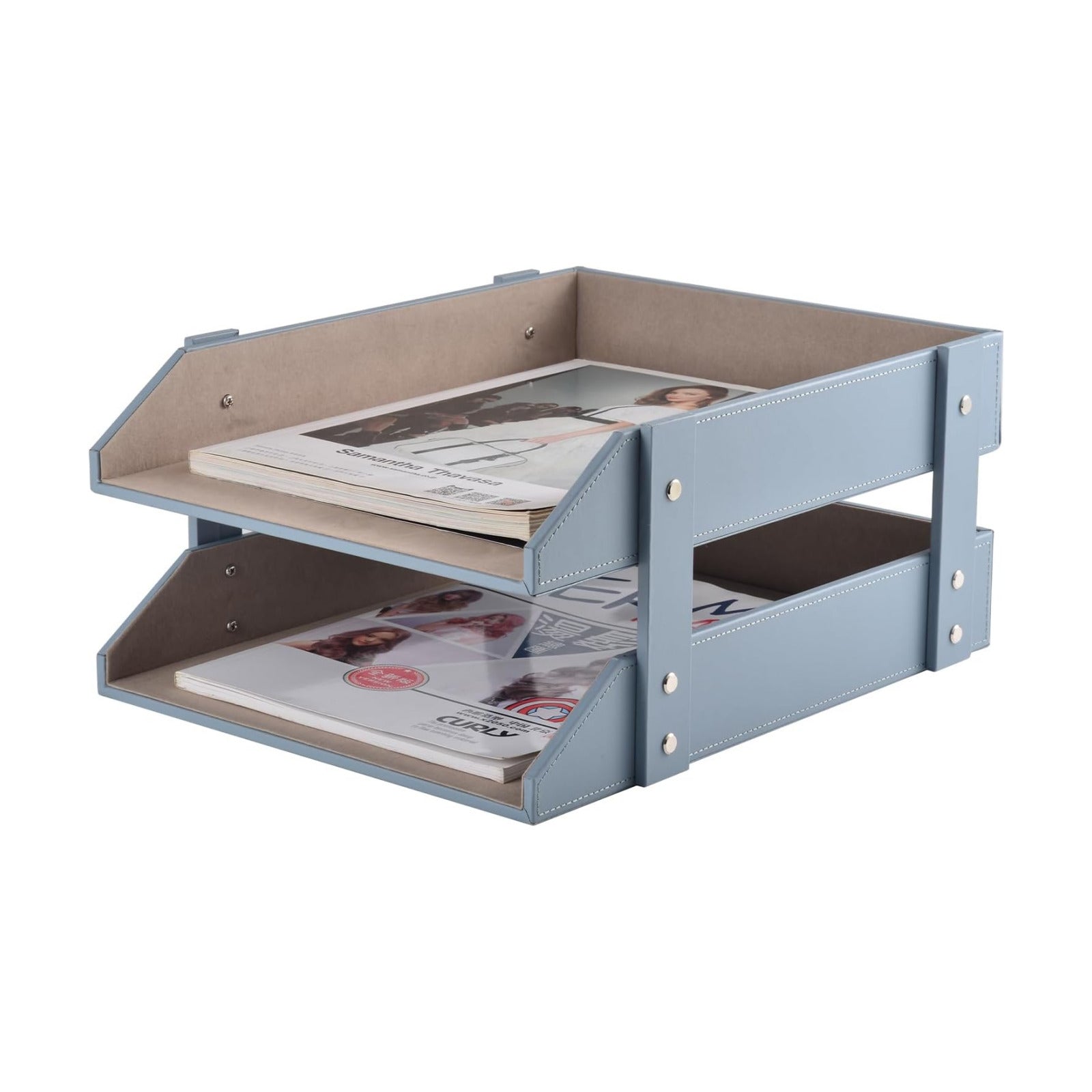 Leather Desk Letter Tray,Office Supplies Paper Organizer for Mail Paper Files Magazines Jewelry Cosmetics,Fashion