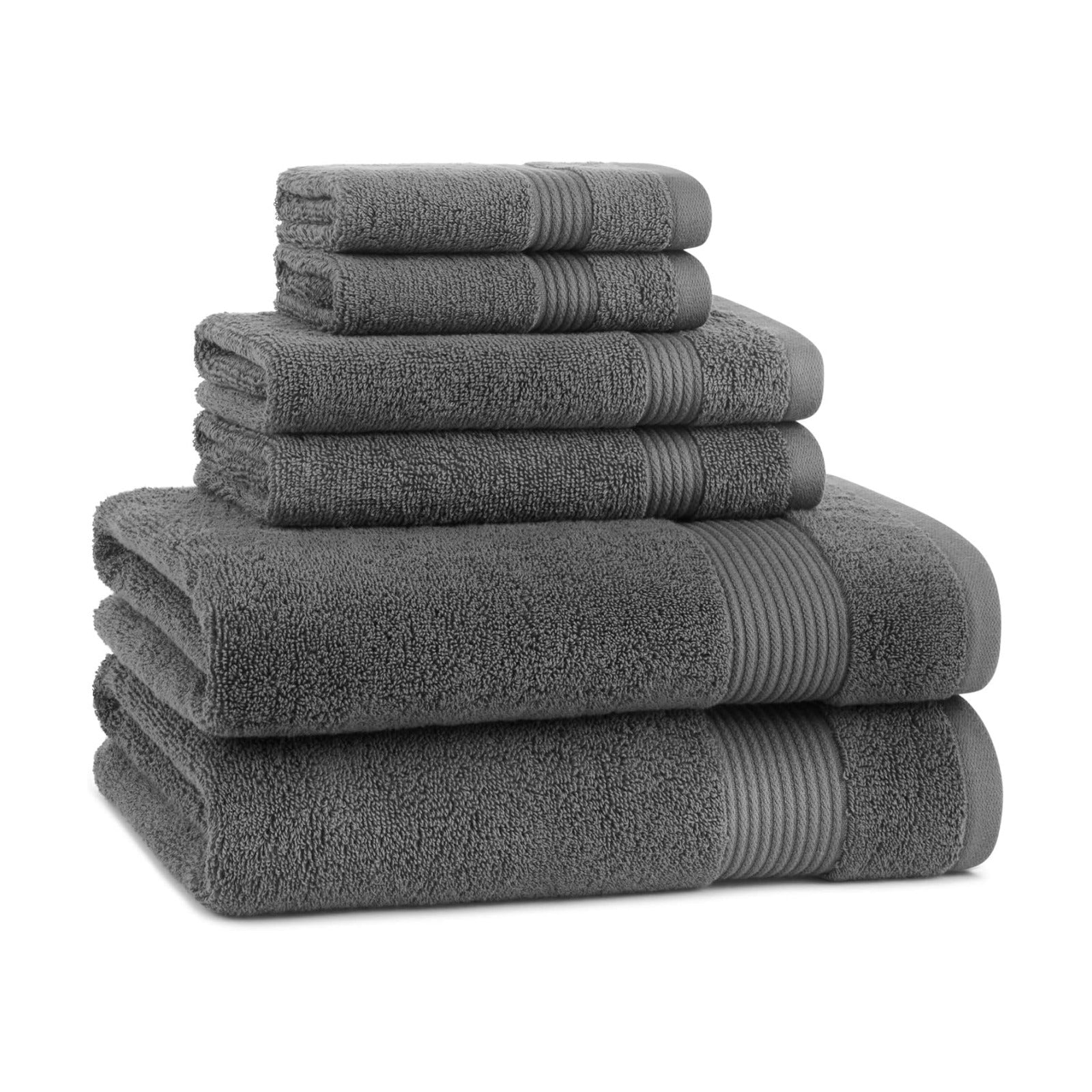 Arkwright Solid 6 Piece Bath Towel Set, 100% Cotton 600 GSM Soft Absorbent Bathroom Towels for Hotel, Spa or Vacation