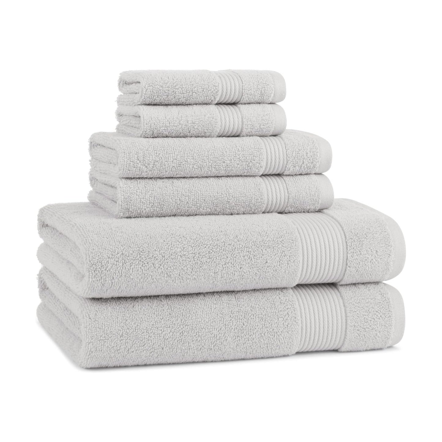 Arkwright Solid 6 Piece Bath Towel Set, 100% Cotton 600 GSM Soft Absorbent Bathroom Towels for Hotel, Spa or Vacation