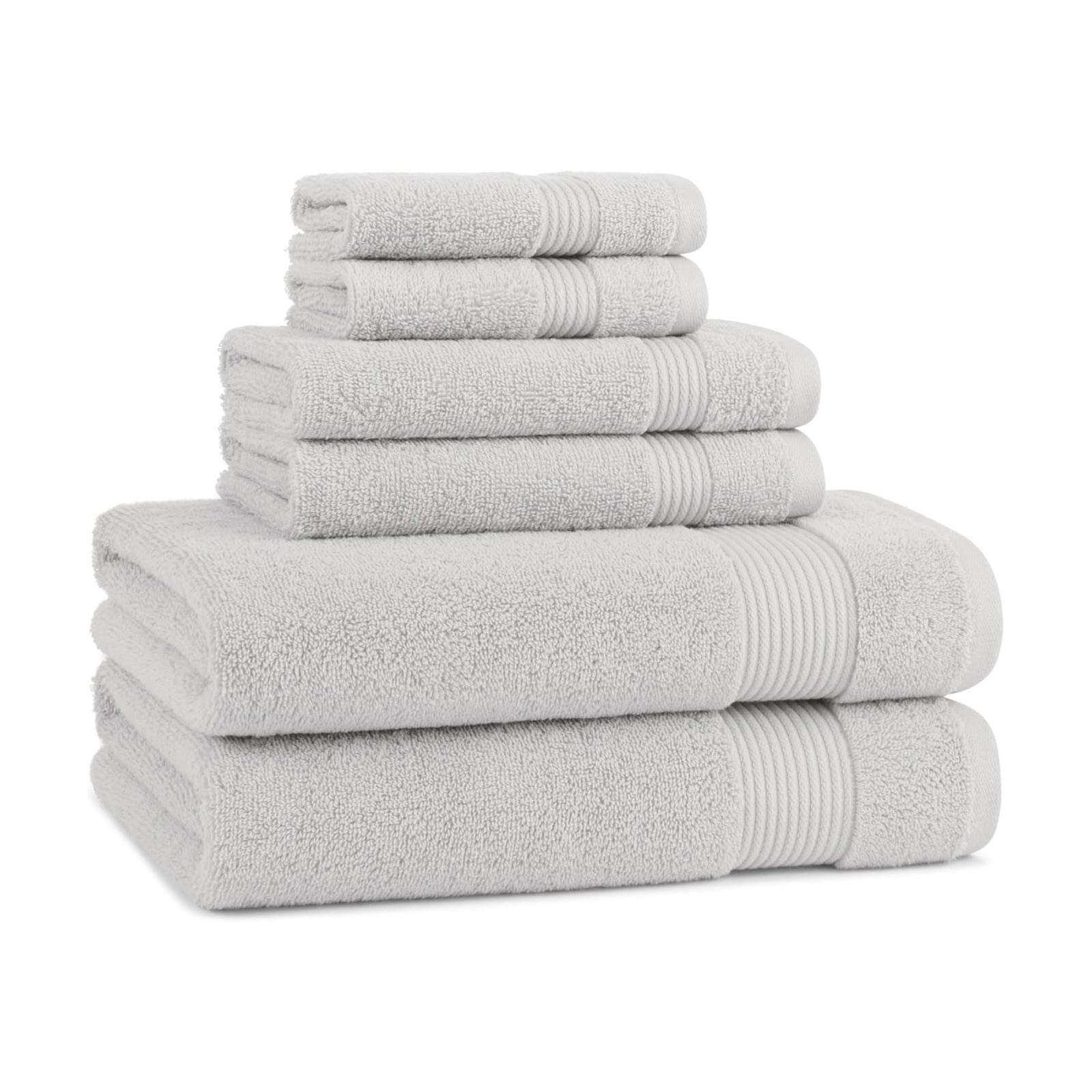 Arkwright Solid 6 Piece Bath Towel Set, 100% Cotton 600 GSM Soft Absorbent Bathroom Towels for Hotel, Spa or Vacation
