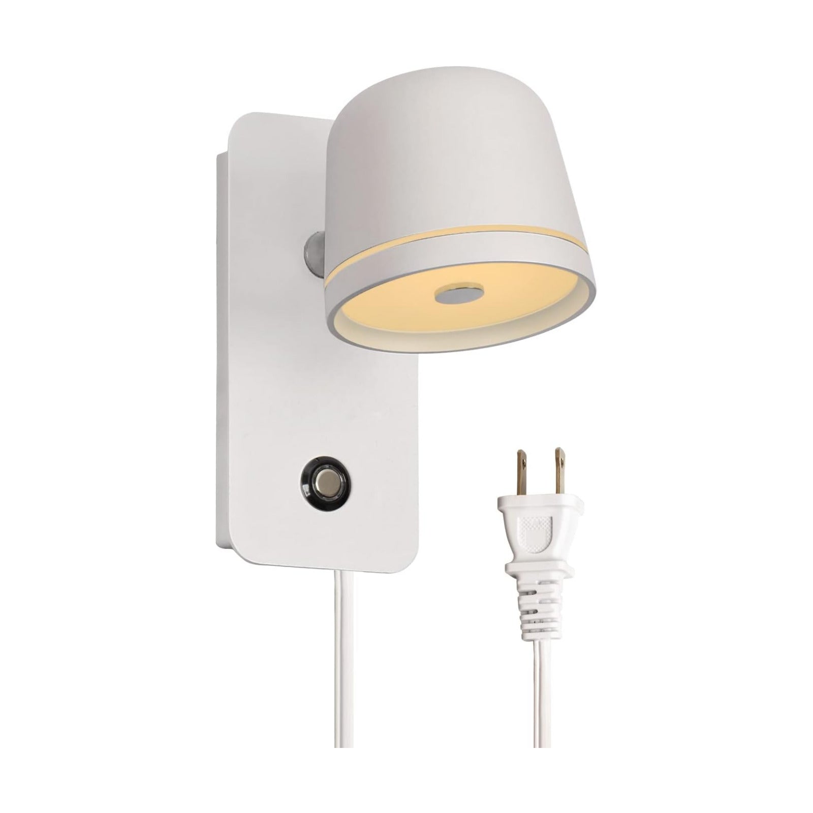 Aisilan LED Plug in Wall Sconce with Touch Dimmable Control Adjustable Wall Mounted Lamp Angle Anti-Glare Matte White