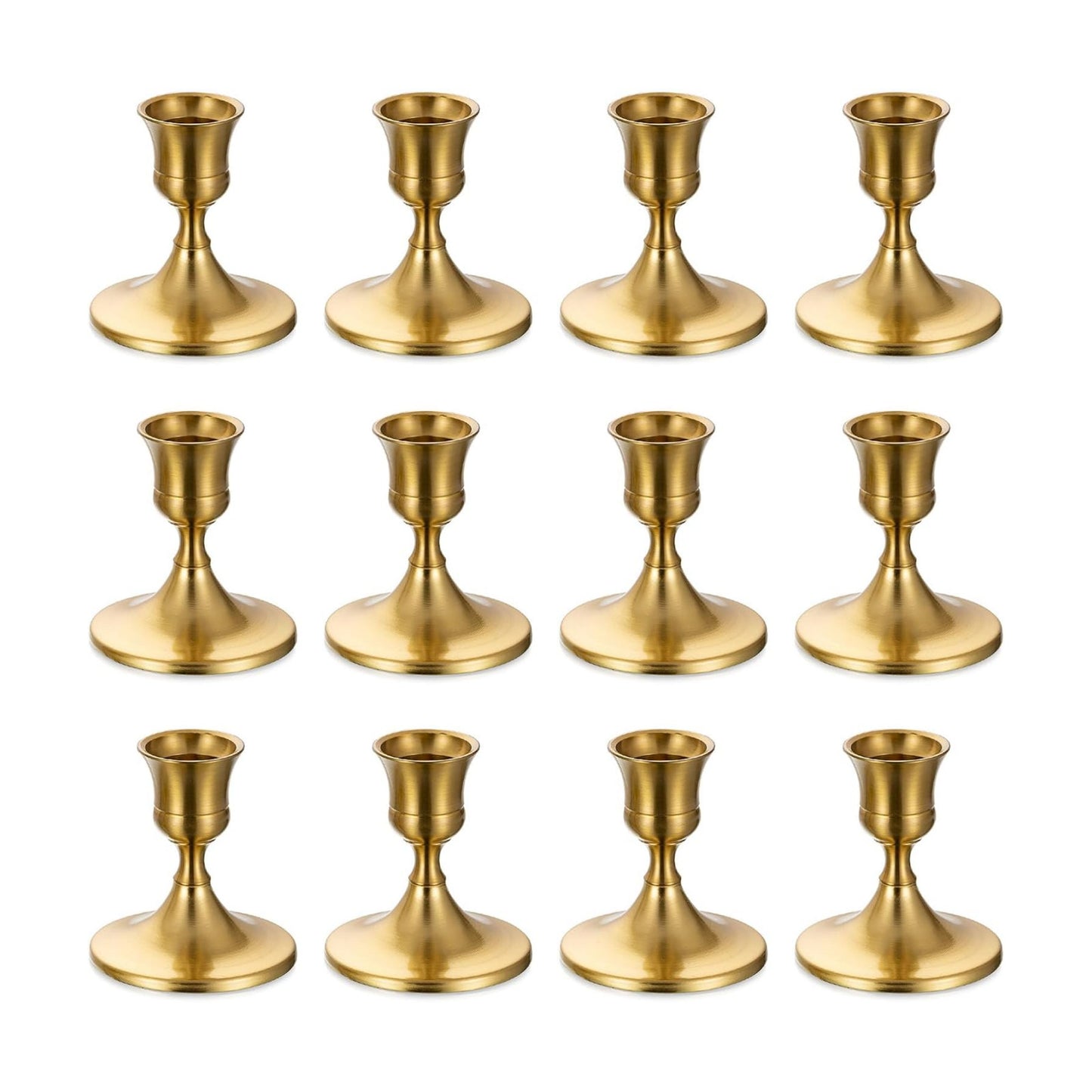 Sziqiqi Gold Candlestick Candle Holders, Set of 12, for Wedding Table | for 0.87" Taper Candle, Bulk, for Christmas
