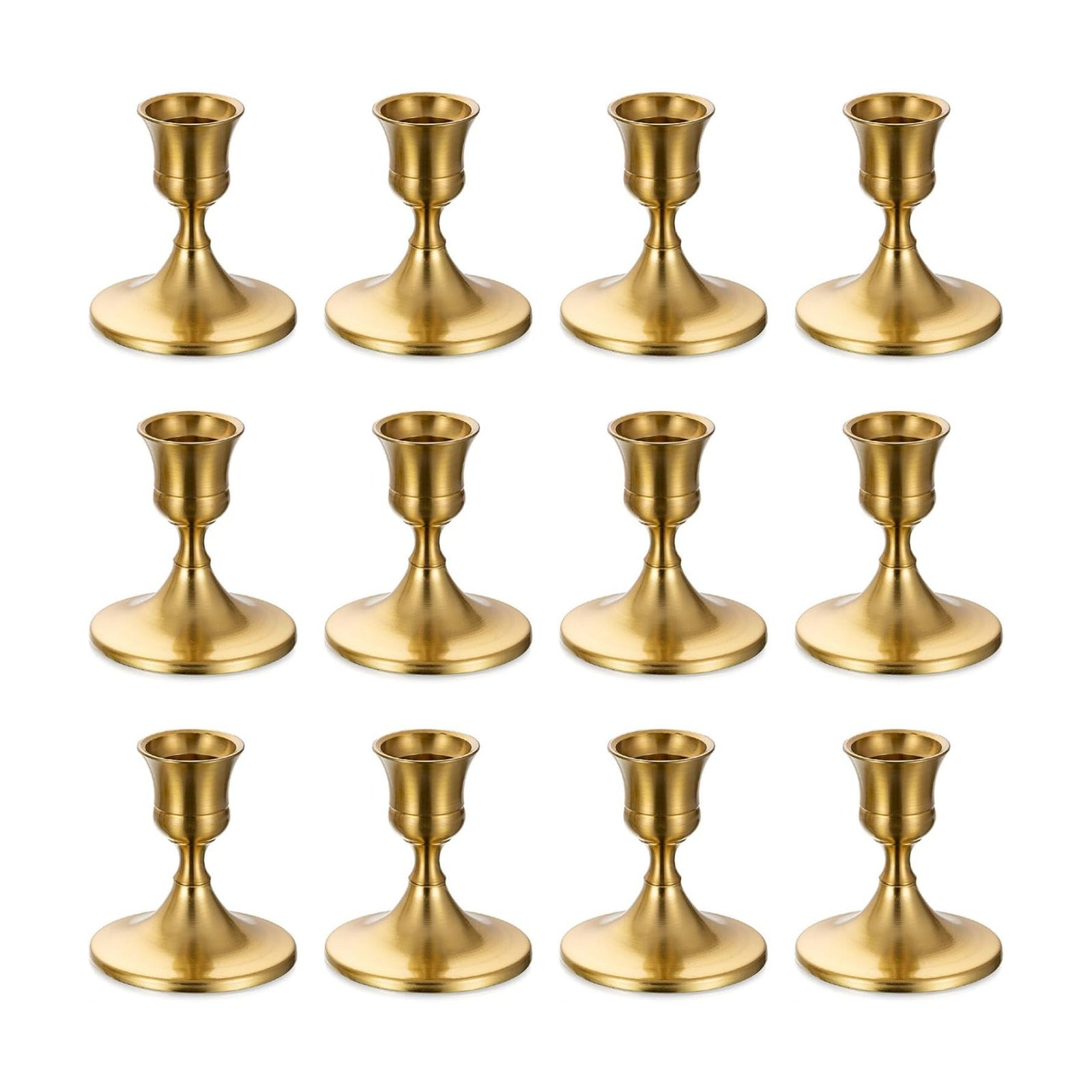 Sziqiqi Gold Candlestick Candle Holders, Set of 12, for Wedding Table | for 0.87" Taper Candle, Bulk, for Christmas