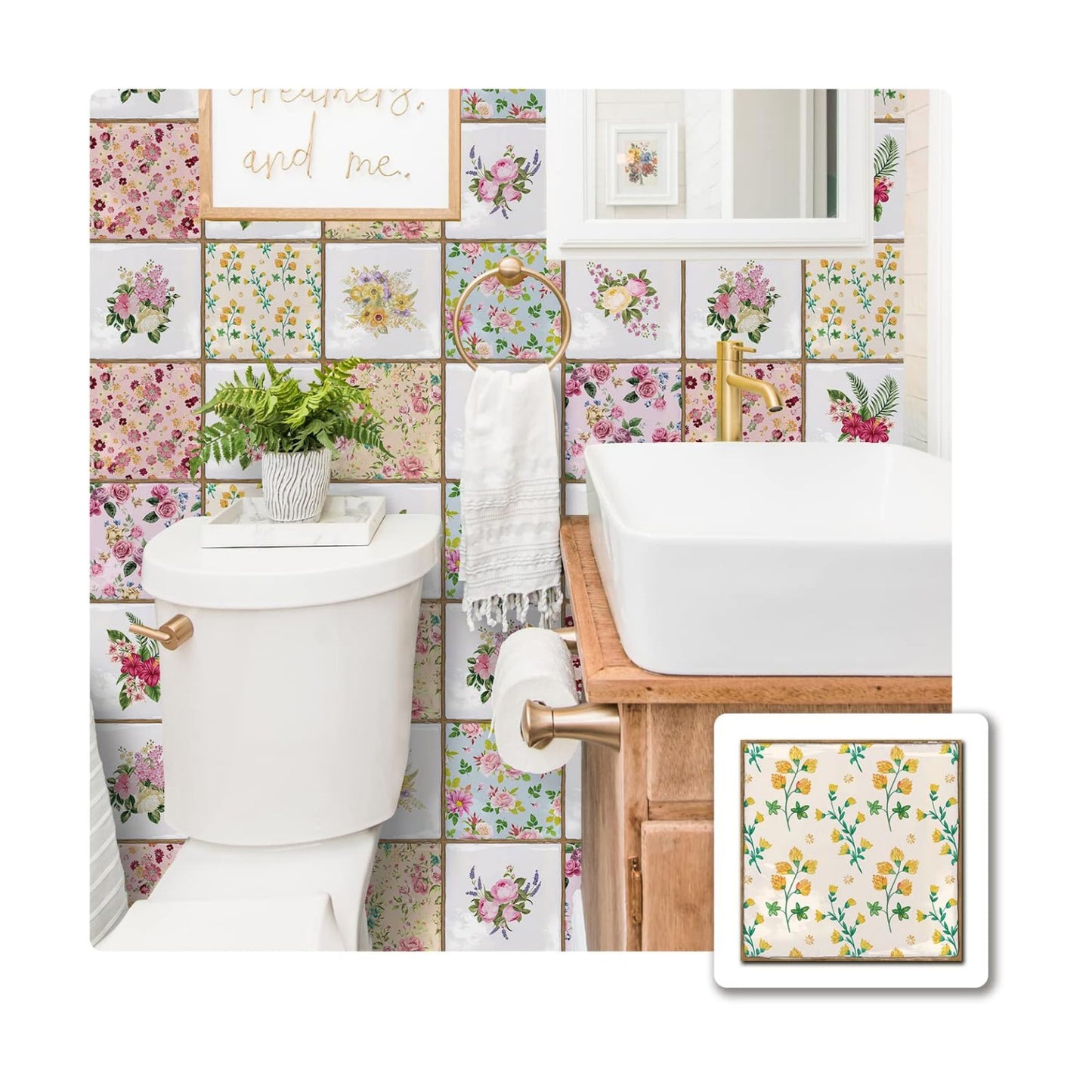Self-Adhesive Wall Tile Transfers Backsplash Sticker Decal / T038 / Set of 30