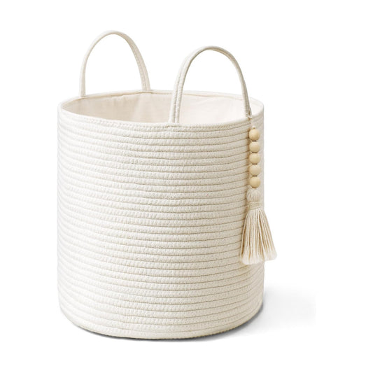 Woven Storage Basket / White / 11"W x 11"L