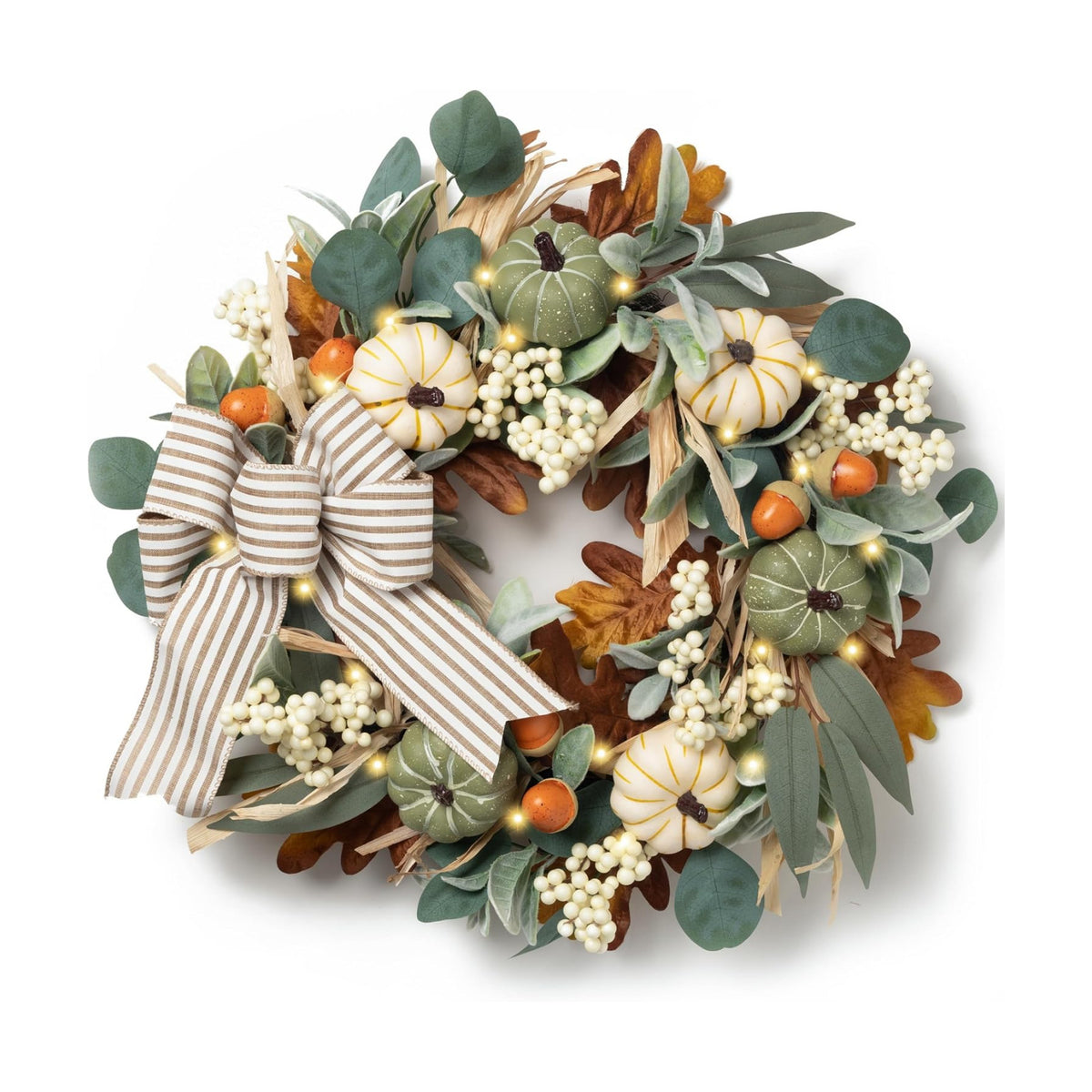 Valery Madelyn 20'' Fall Wreaths for Front Door with LED Lights