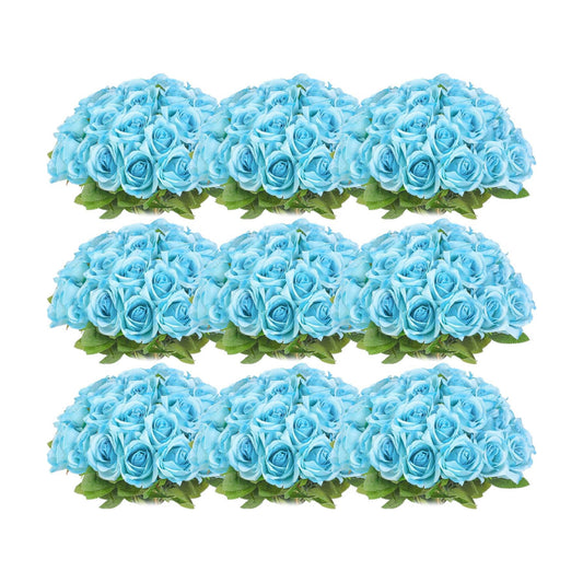 Jexine 100 Pcs Artificial Roses Flowers Bulk, Light Blue
