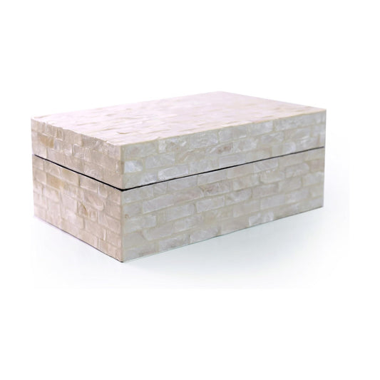 Pearlescent Subway Tile Pattern Shell / White / 7.9 x 5.1 x 3.1