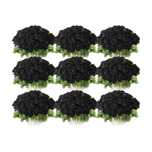 Jexine 100 Pcs Artificial Roses Flowers Bulk, Black