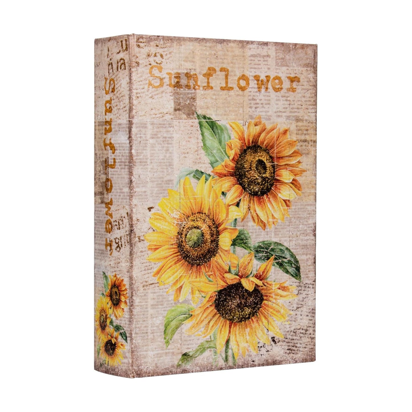 Decorative Sunflower Pattern Faux Leather Book Box / Flowers-size:l