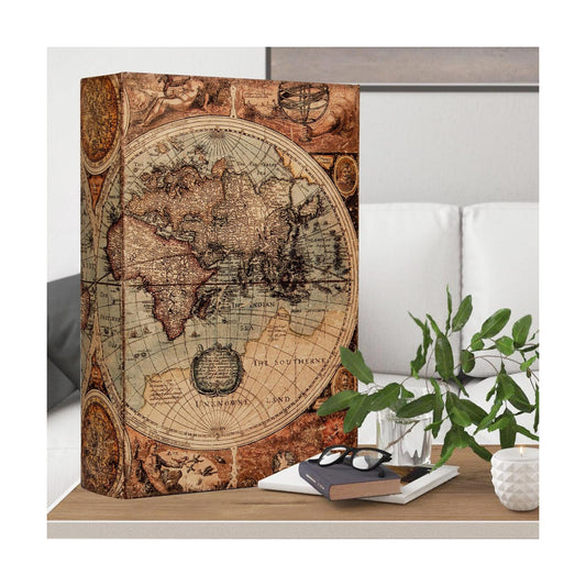 Decorative Fake Book Box / Vintage Map-size:l