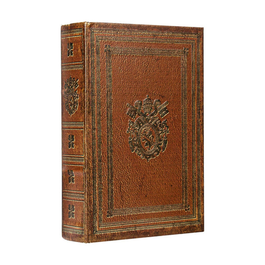 Decorative Book Box Fake Leather Embossed Cover Vintage Style Storage Box / Brown