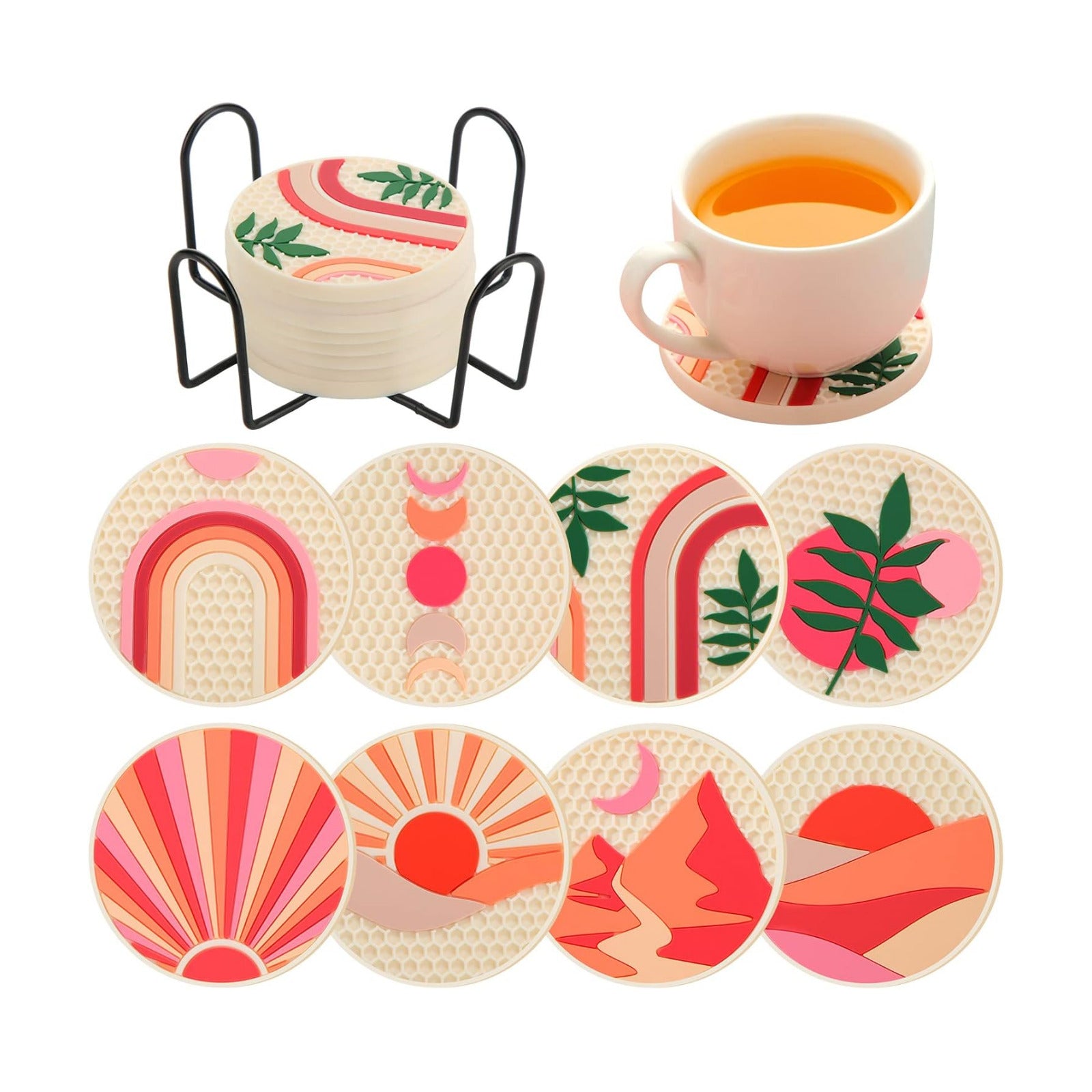 Boho Car Coasters for Cup Holders / Set of 8