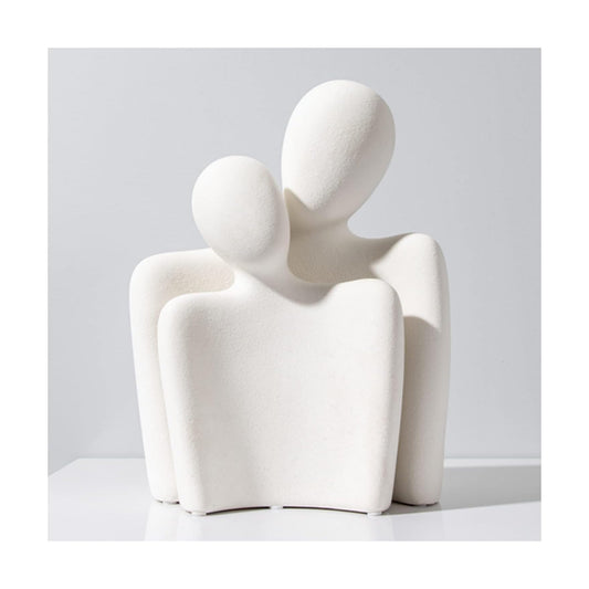 Hugging Couple Statues Ceramic Lover Figurine Characters Book Shelf Coffee Table Decor / White