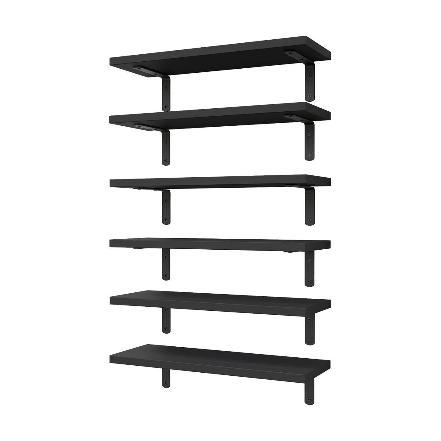 Wood Floating Shelves / 16.5 Inch / Black / Set of 6