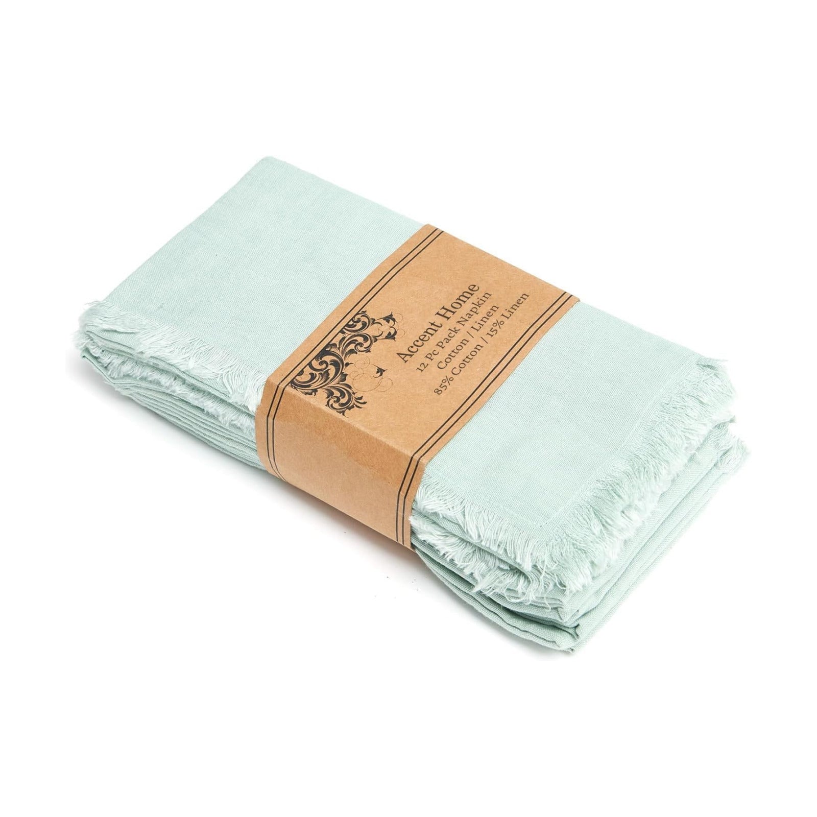 ACCENTHOME Teal Cotton Linen Napkin Set of 12 18x18 inch Dinner Napkins - Washable Soft Premium Hotel Quality Reusable