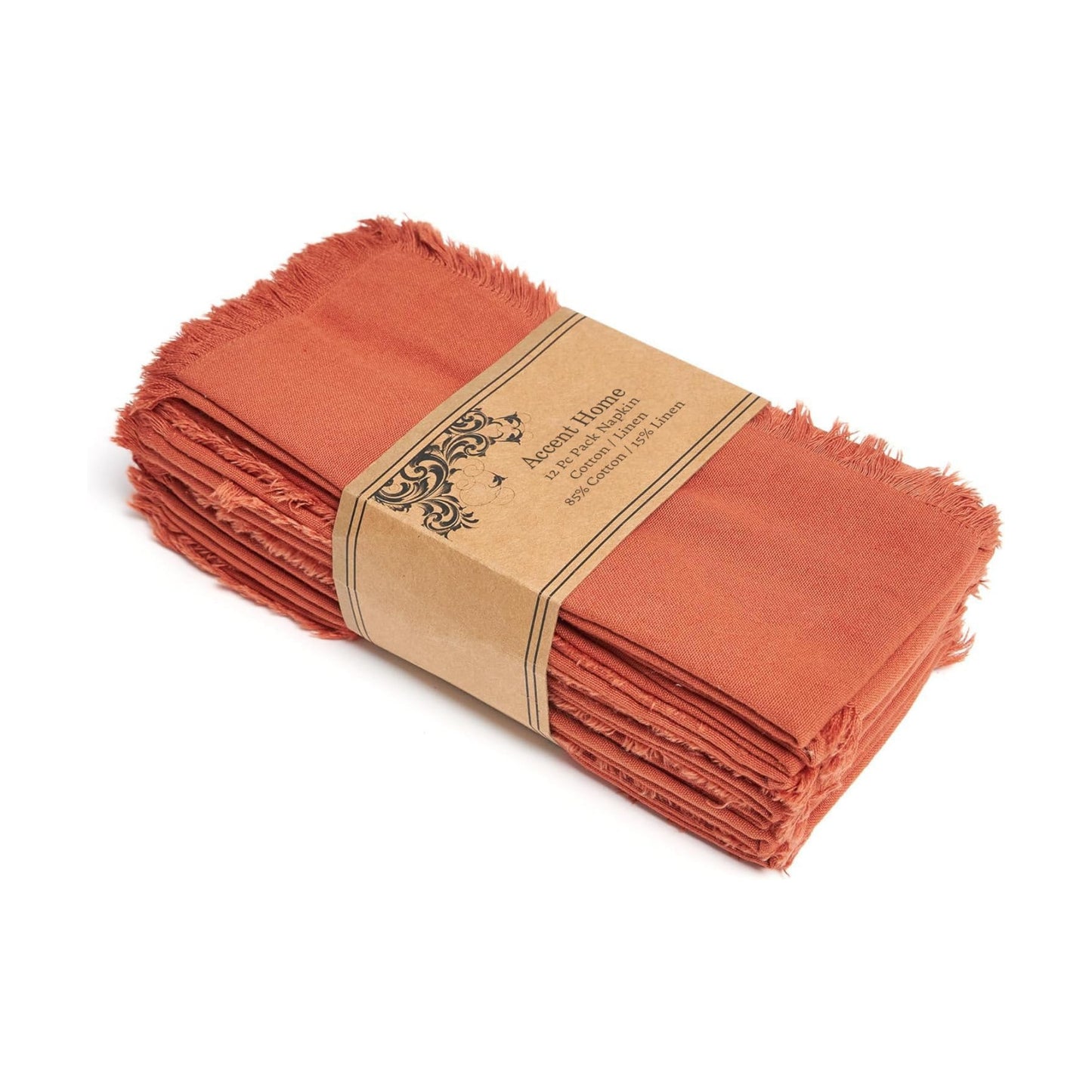ACCENTHOME Rust Cotton Linen Napkin Set of 12 18x18 inch Dinner Napkins - Washable Soft Premium Hotel Quality Reusable