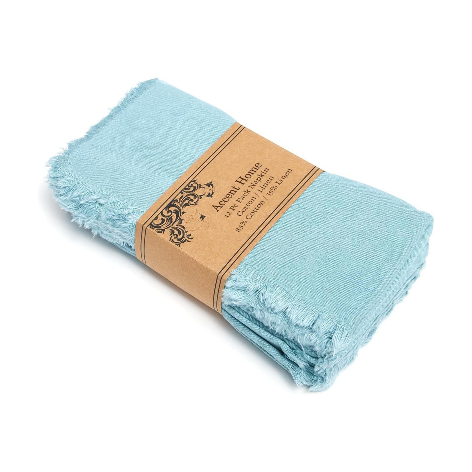 ACCENTHOME Blue Cotton Linen Napkin Set of 12 18x18 inch Dinner Napkins - Washable Soft Premium Hotel Quality Reusable