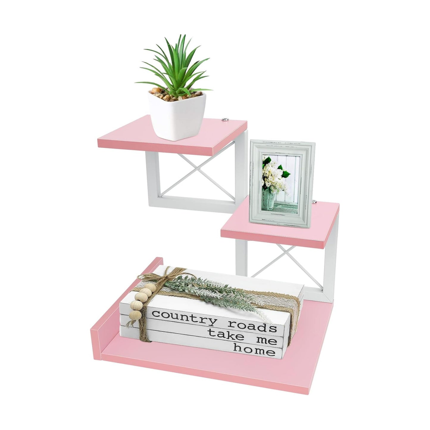 3 Tier Wooden Desk Supplies Organizers / Pink