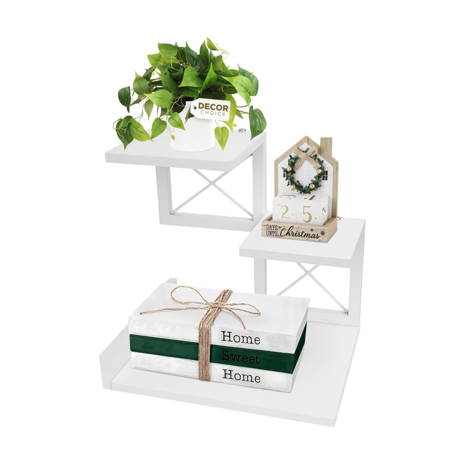 Wood Small Bookshelf Desktop Shelves and Organizer / White