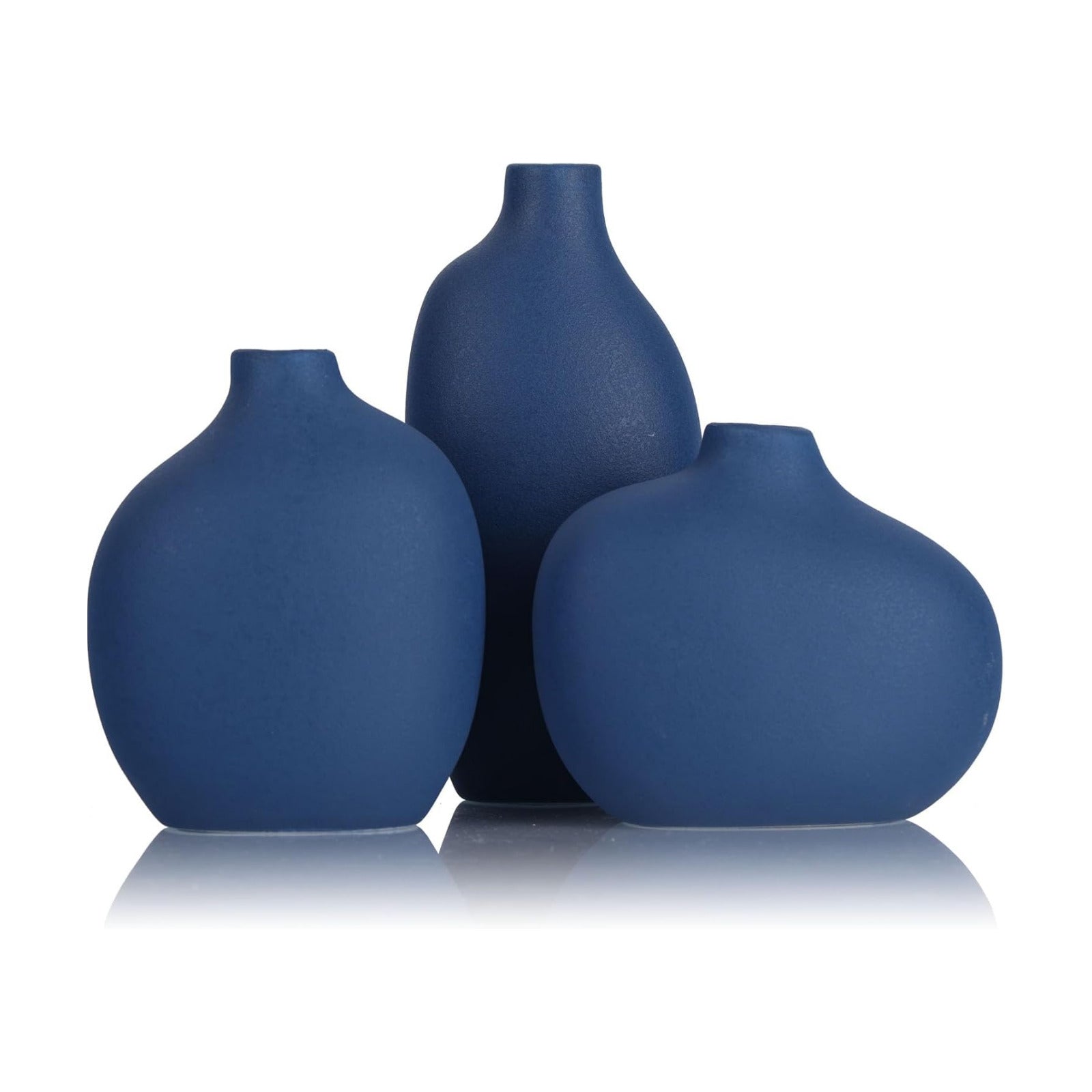 Small Navy Ceramic Vase / Blue / Set of 3