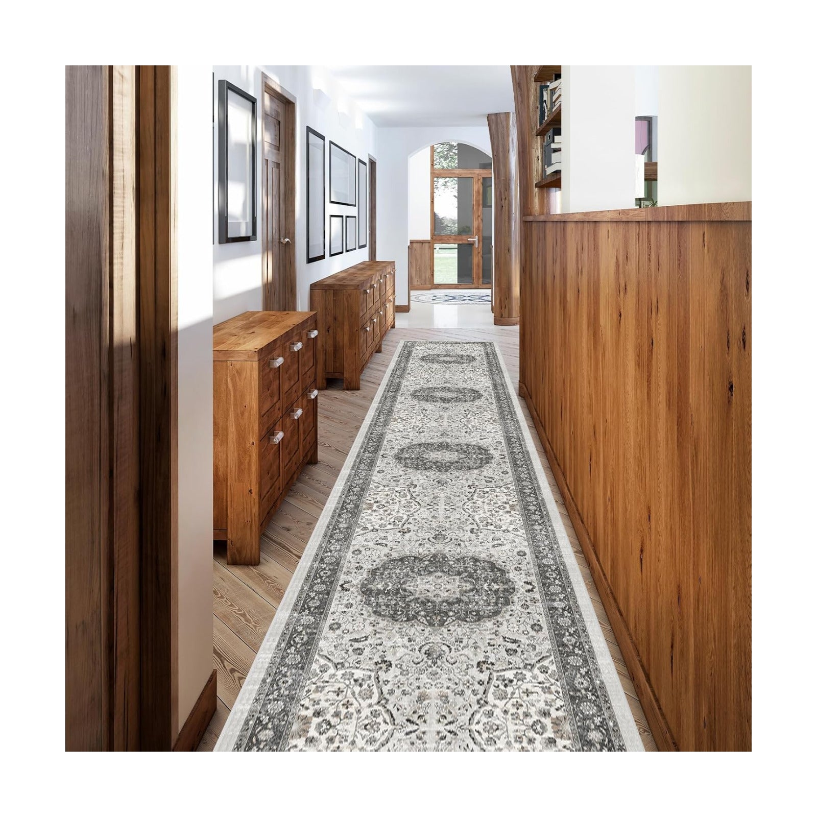 Hallway Washable Runner Rug - 2'6x12 Kitchen Rugs Entryway Rug Runner Vintage Soft Floor Mat Non Slip Indoor Farmhouse