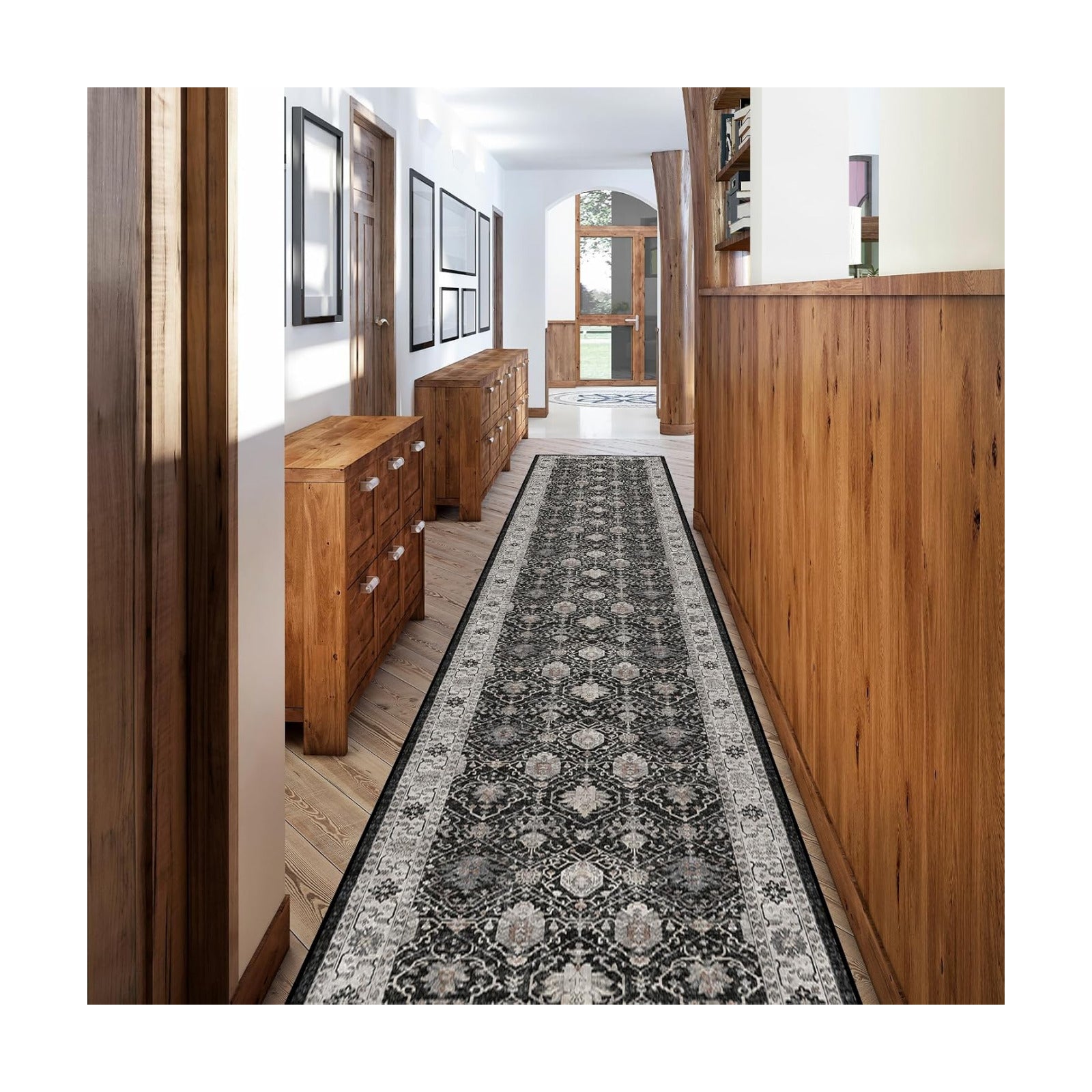 Hallway Washable Runner Rug - 2'6x12 Kitchen Rugs Entryway Rug Runner Vintage Soft Floor Mat Non Slip Indoor Farmhouse