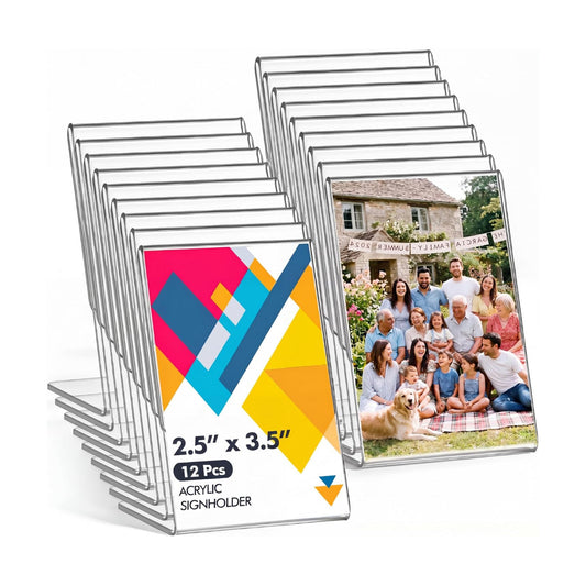 Acrylic Photo Frame L shape Slant Back Desktop Photo Frames Plastic / 2.5 x 3.5 / Clear / Set of 12