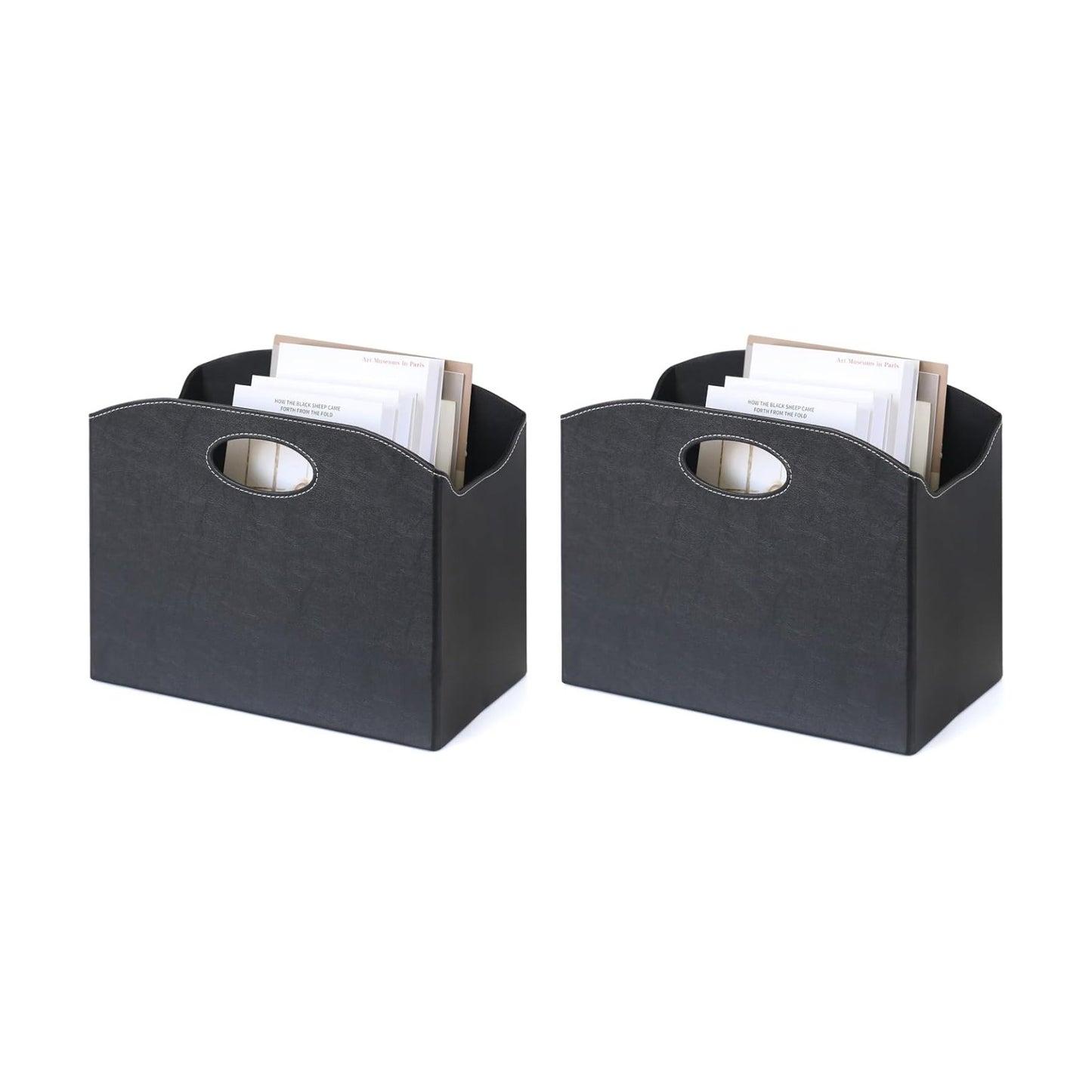 EZDeco Magazine Holder Foldable Magazine Rack Floor PU Leather File Holder Newspaper Book Storage Magazine Basket