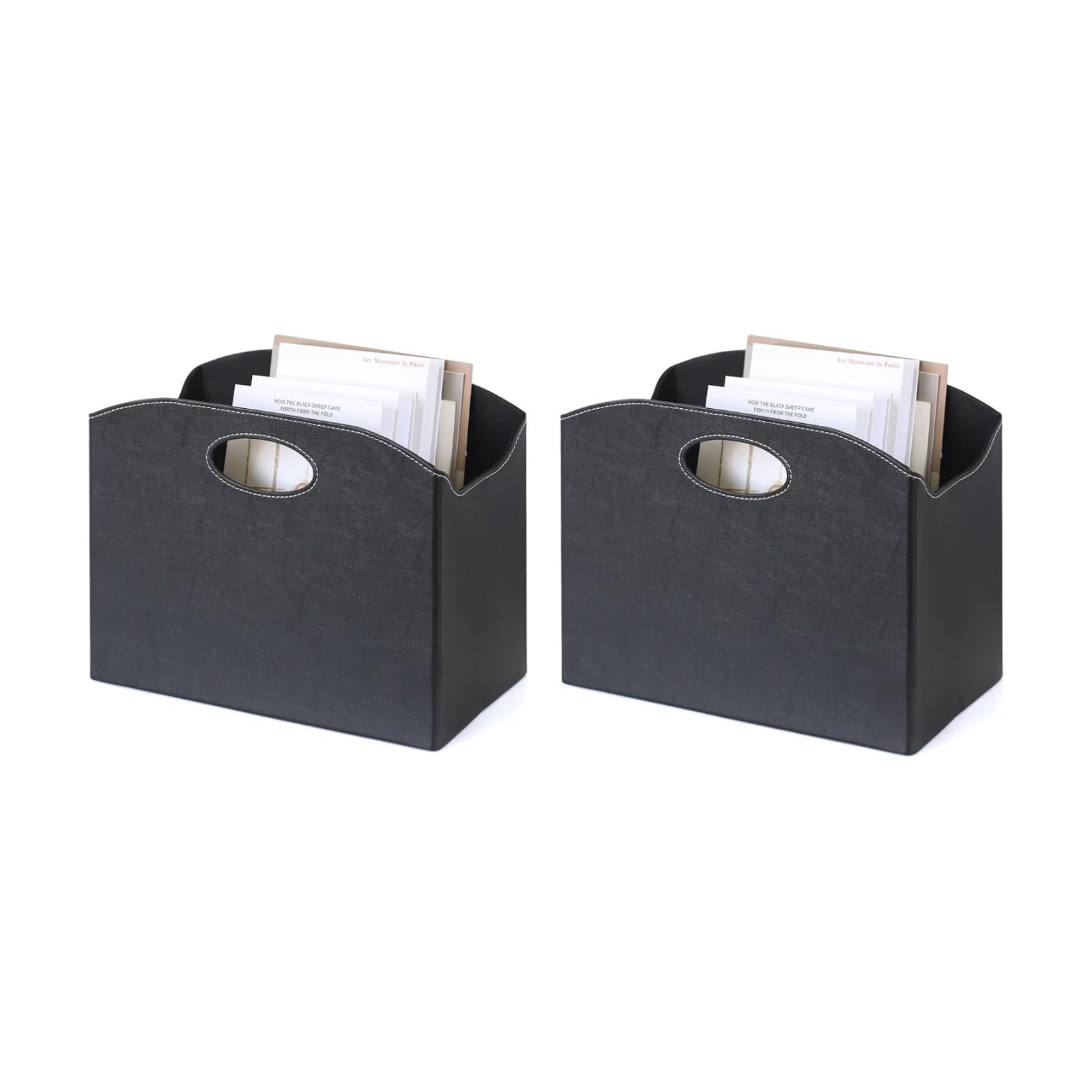 EZDeco Magazine Holder Foldable Magazine Rack Floor PU Leather File Holder Newspaper Book Storage Magazine Basket