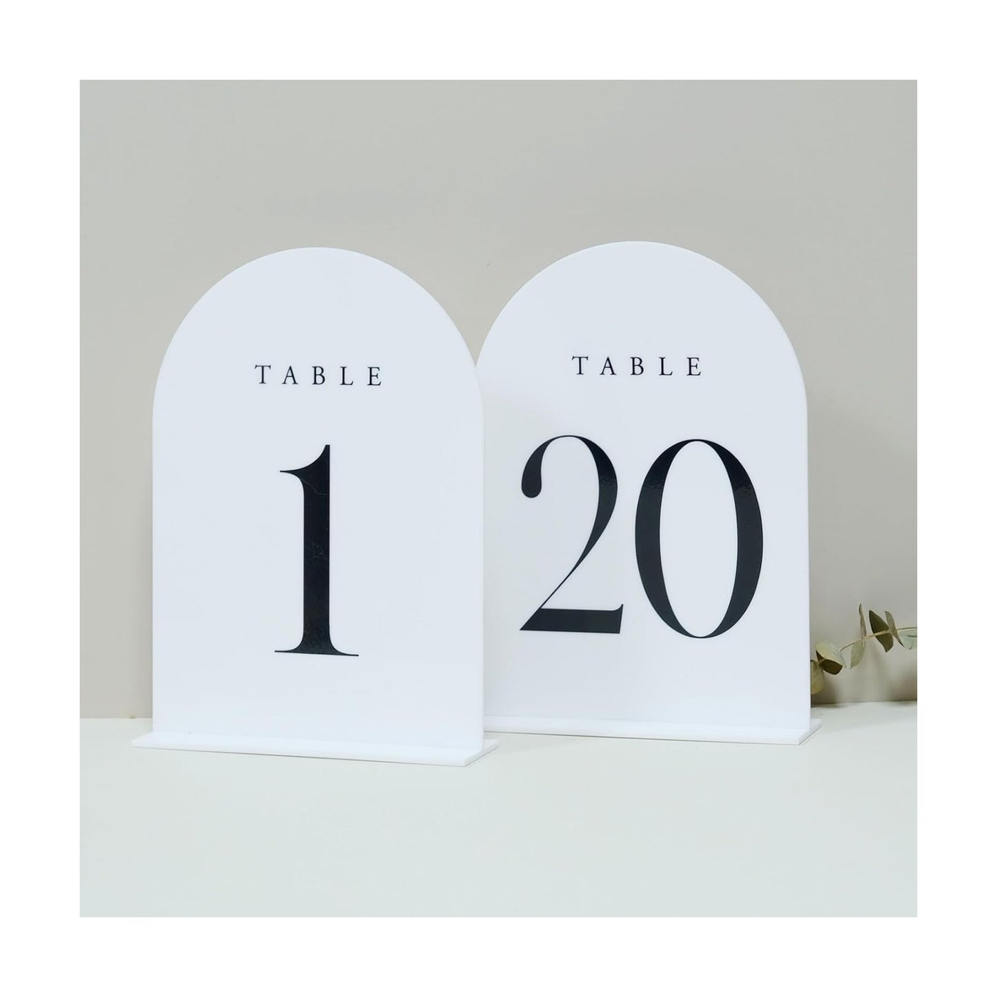 White Arch Table Numbers for Wedding, 20 Pack 5"x7" White Arch Acrylic Table Numbers 1-20 with stand, Perfect for
