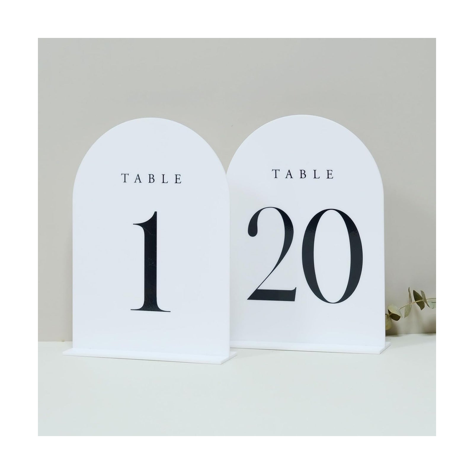 White Arch Table Numbers for Wedding, 20 Pack 5"x7" White Arch Acrylic Table Numbers 1-20 with stand, Perfect for