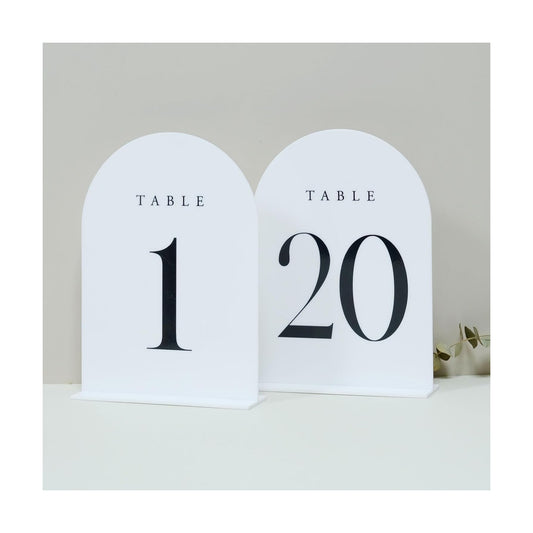 White Arch Table Numbers for Wedding, 20 Pack 5"x7" White Arch Acrylic Table Numbers 1-20 with stand, Perfect for