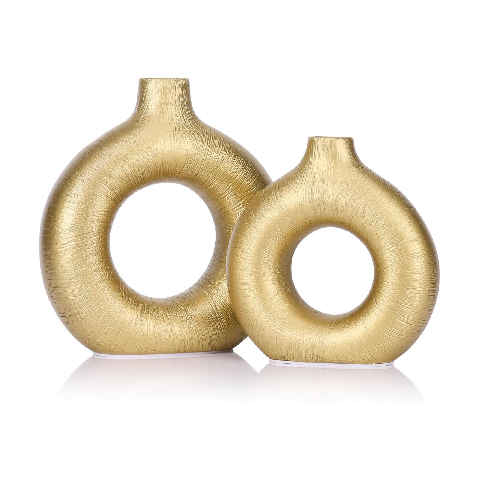 Modern Matte Ceramic Vases for Entryway Living Room Bedroom / Matte Gold / Set of 2