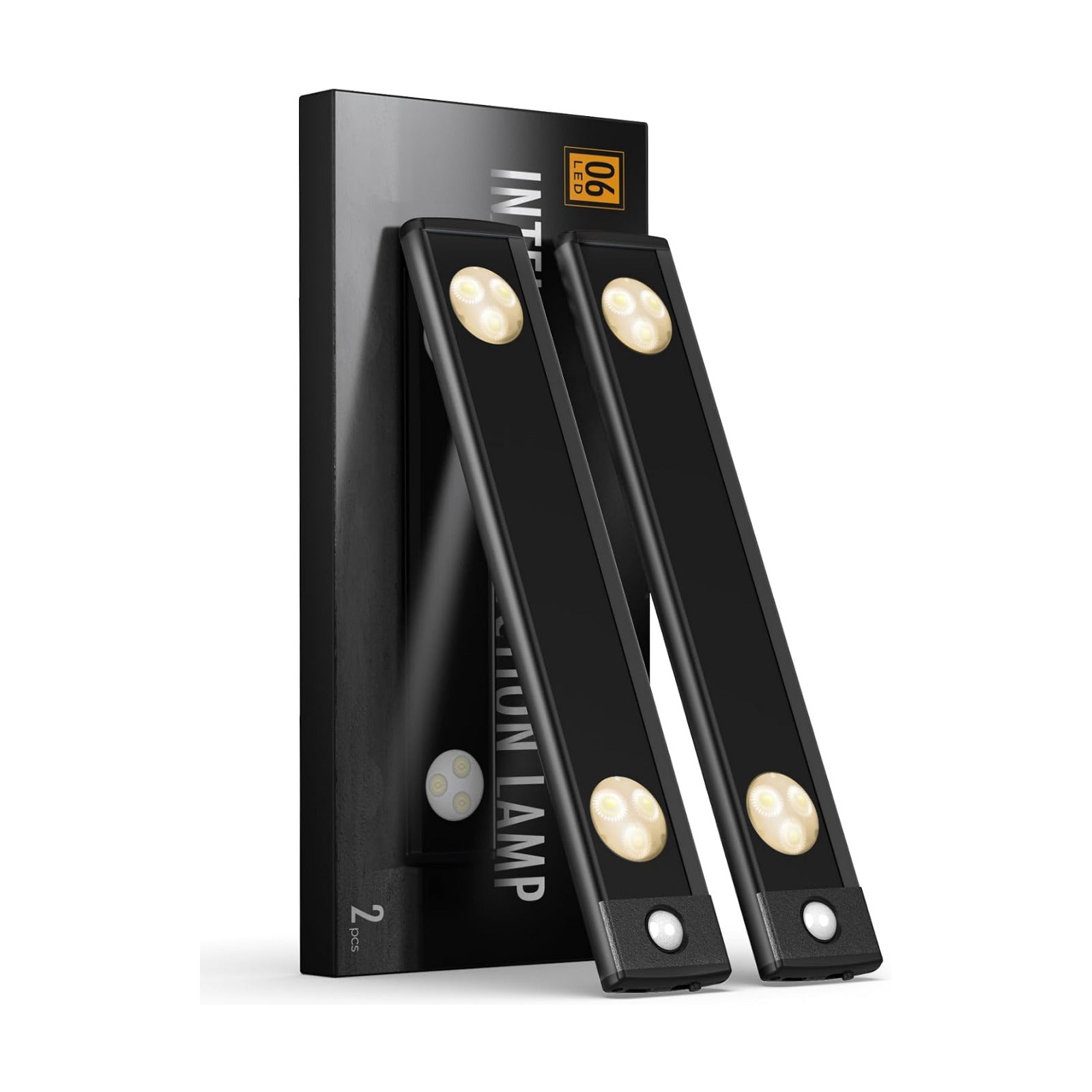 Under Cabinet Lights, Wireless Motion Sensor Light Indoor, Black 10in LED warm Lighting Rechargeable Battery Operated,4