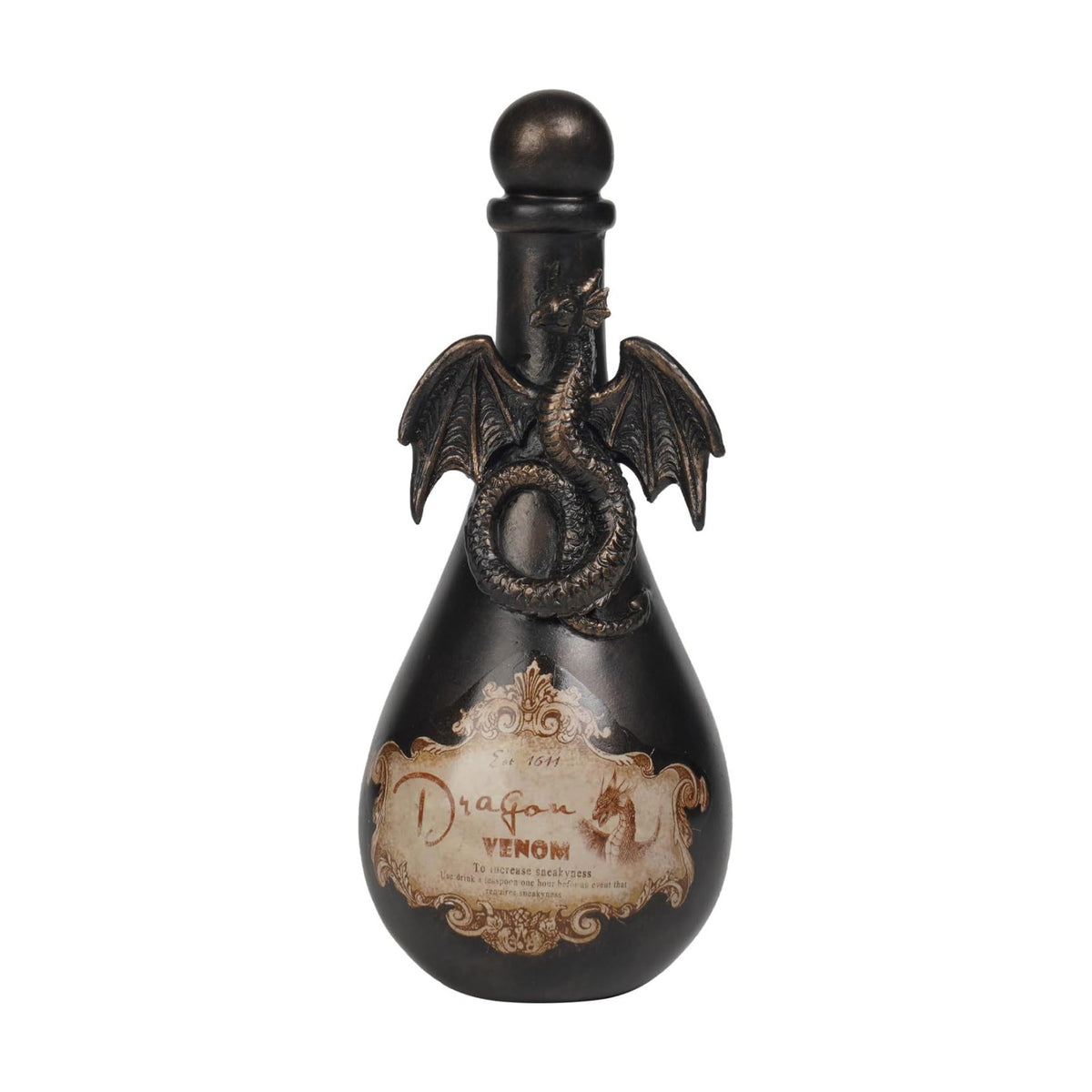 Braxio Halloween Home Decor Potion Bottles - Resin Black Bad Dragon Halloween Potion Bottles Gothic Decor Decorative Bottles Room Decor Aesthetic for Day of The Dead 4.25 * 4.25 * 9.5 Inch