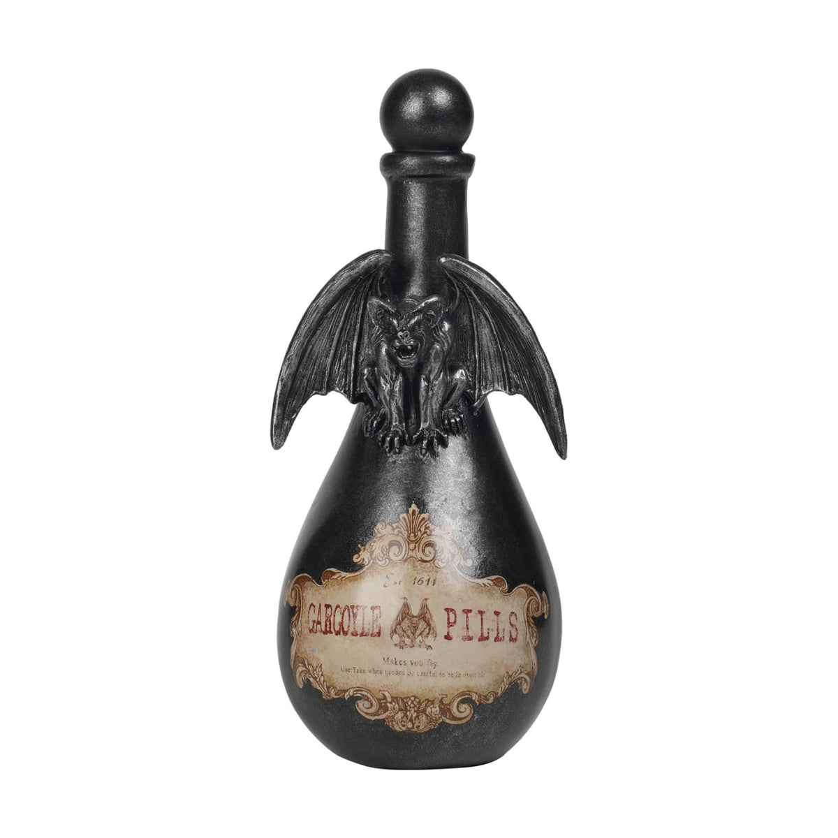 Braxio Gothic Home Decor Potion Bottles - Resin Black Gargoyles Halloween Potion Bottles Room Decor Aesthetic Gift for Women Halloween Prop Accessory Display Bottles 4.25 * 4.25 * 9.5 Inch