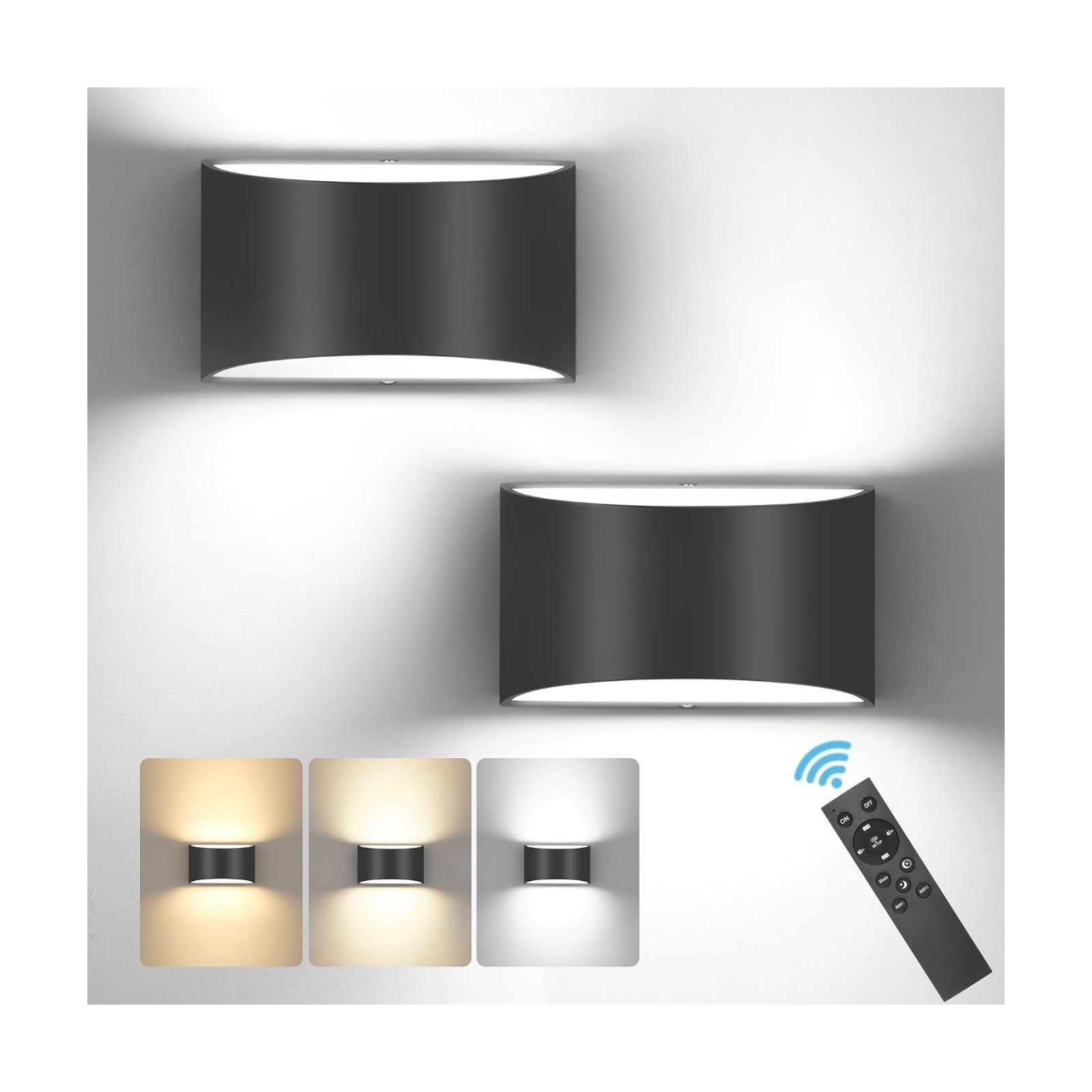 TRLIFE Modern LED Wall Sconces, Remote Control Dimmable and Adjustable Color Temperature 3000K~6000K Aluminum 12W