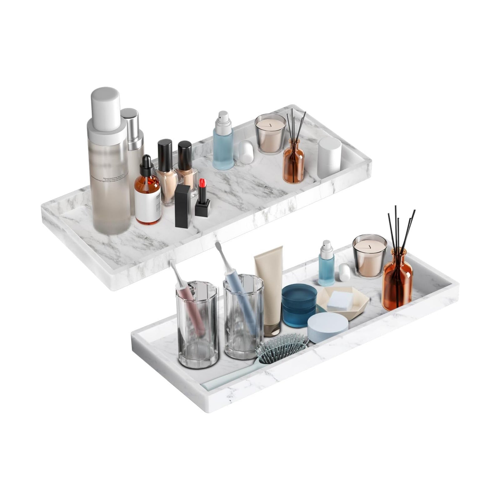 Perfume Key Trinket Ring Tray / Marble Gray / 11.8 Inch / Set of 2