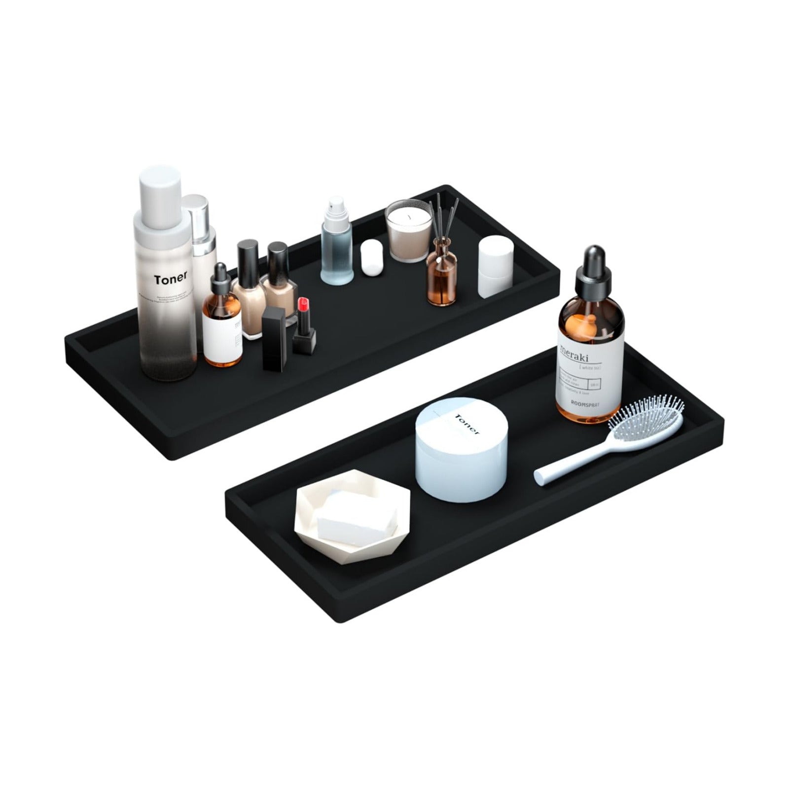 Perfume Key Trinket Ring Tray / Black / 11.8 Inch / Set of 2