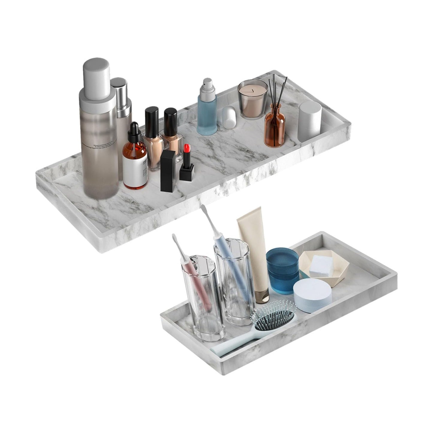 Bathroom Vanity Tray / *marble Gray / Set of 2