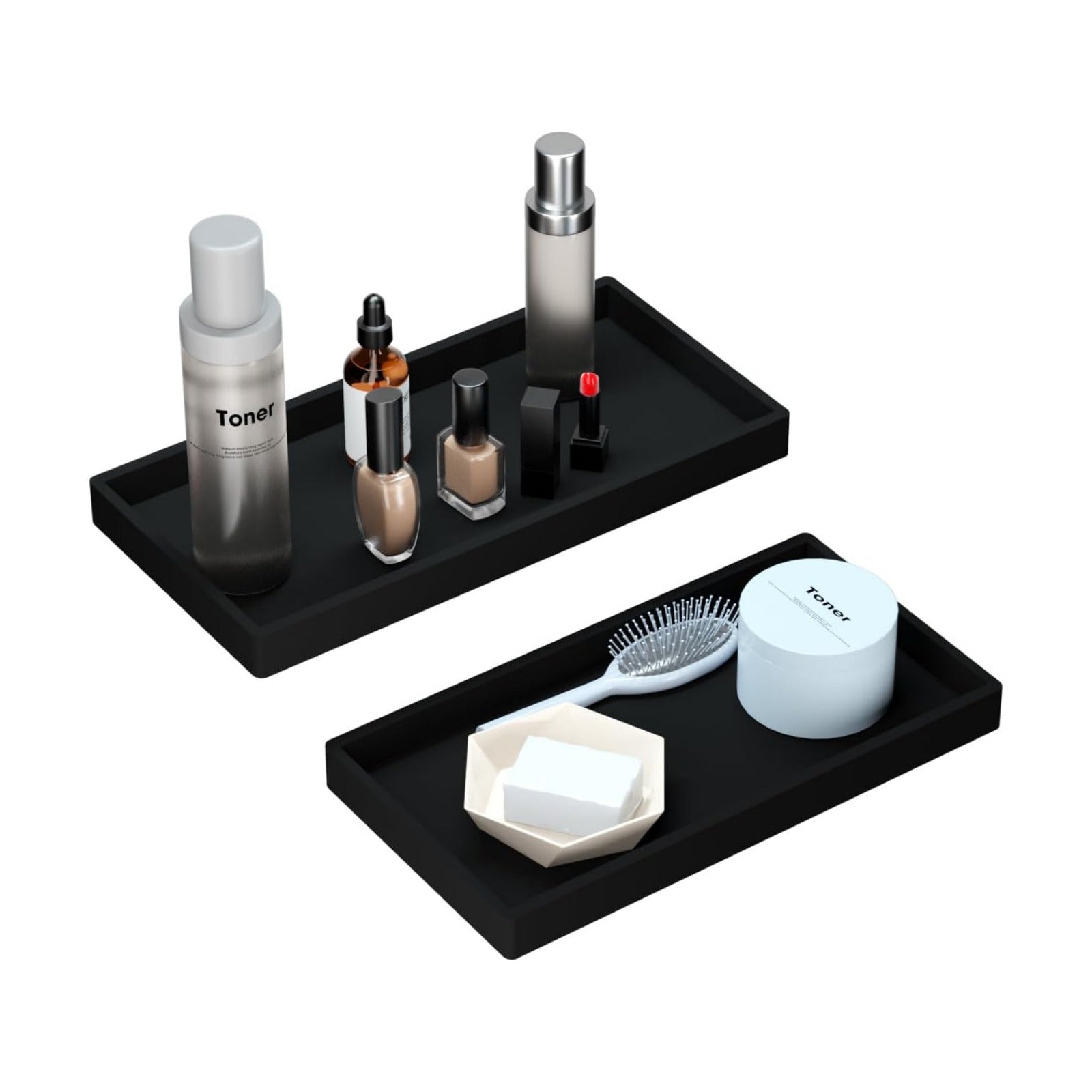Bathroom Vanity Tray / Black / 7.8 Inch / Set of 2