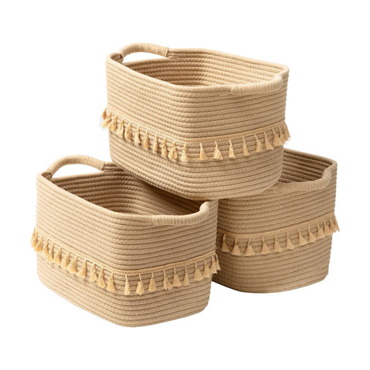 Decorative Basket / Rope Cotton Baskets for Toy / Jute / Set of 3