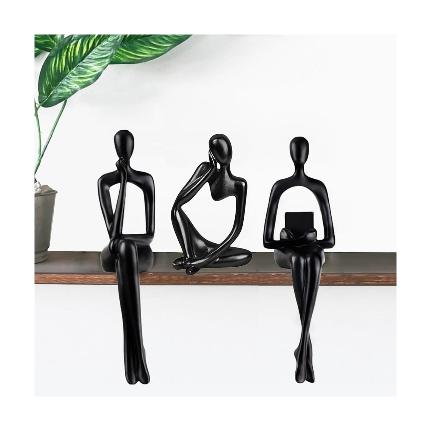 Gold Home Decor Thinker Statue Accents / Black / Large / Set of 3