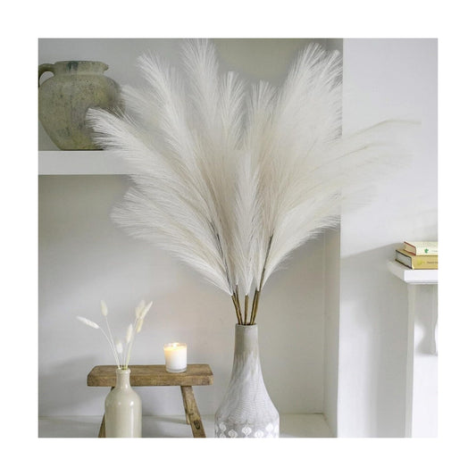 Faux Pampas Grass Decor Tall for Floor Vase Boho Home Wedding Mothers Day / Cream White