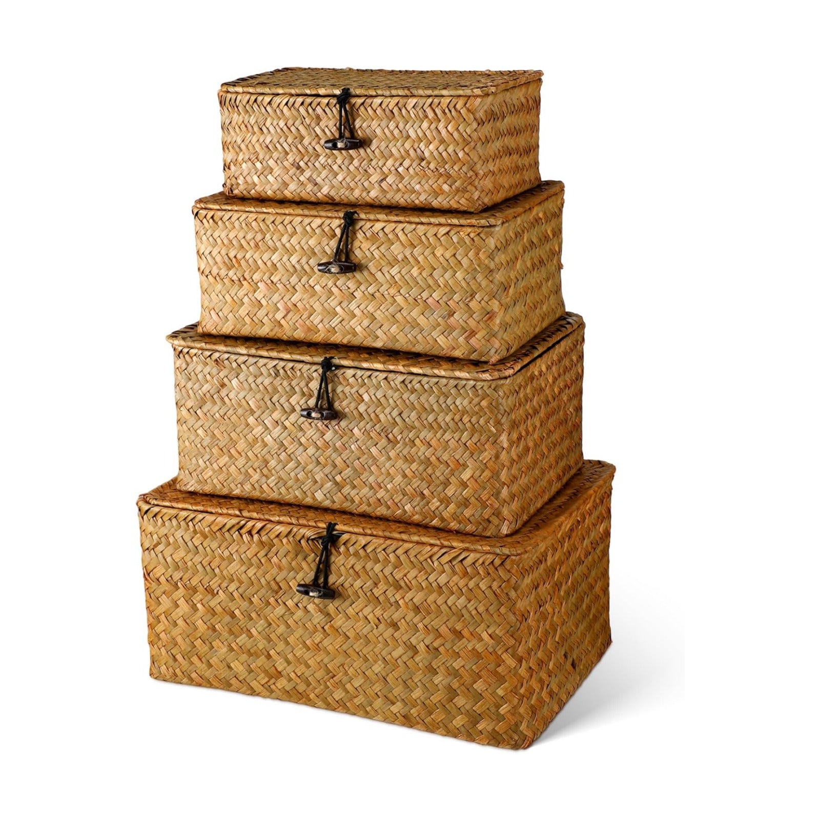 Wicker Baskets / Woven Rectangular Basket Bins / Orange / Set of 4