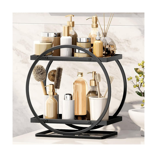 Bathroom Counter Organizer / Black, Circular