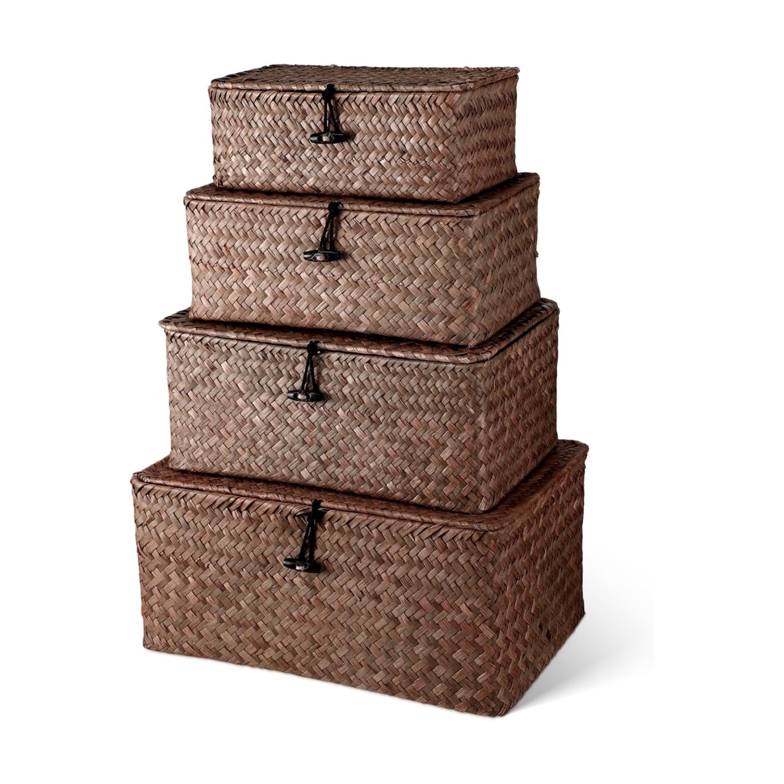 Wicker Baskets / Woven Rectangular Basket Bins / Coffee / Set of 4